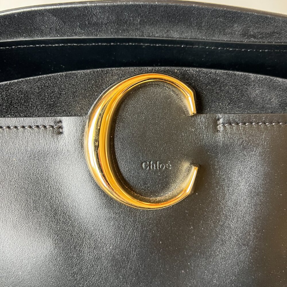 Chloe C Zipped Tote Black Leather Bag - Picture 3 of 14